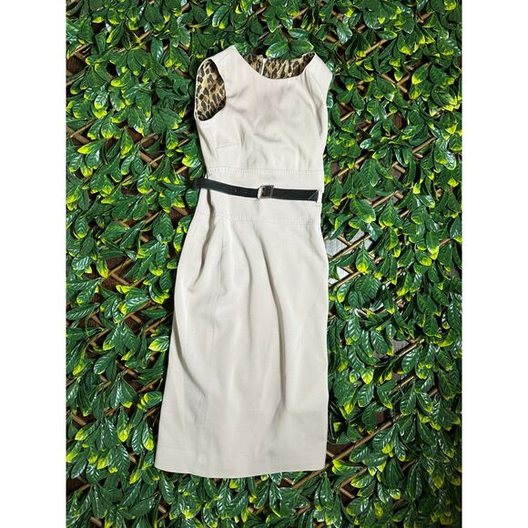 DOLCE AND GABBANA Beige Minimalist Belted Midi Dress Fits like Size 2 - Picture 1 of 5